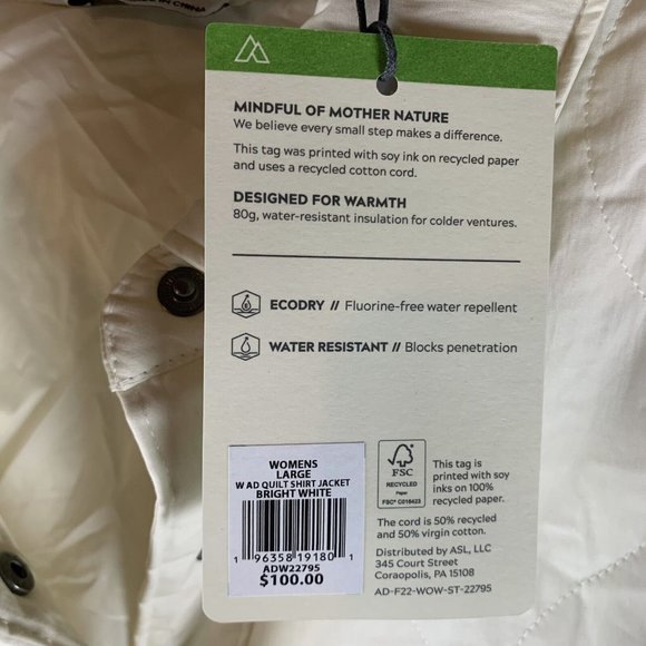 Alpine Design‎ Jacket Women's Large Ivory Cotton Quilted Long Sleeve Pocket 7226 - Picture 3 of 9